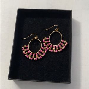 Dangle gold and pink earrings